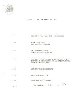 [Agenda] Lunes 16 de marzo de 1992