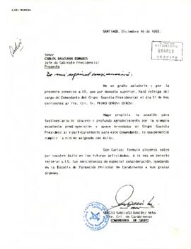 Carta del Tte. Coronel de Carabineros, sr. Sergio Santiago Ramírez Mena, dirigida al Señor Carlos Bascuñán Edwards, Jefe de Gabinete Presidencial