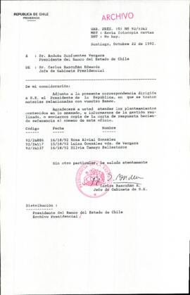 [Carta del Jefe de Gabinete de la Presidencia a Presidente del Banco del Estado de Chile]