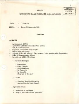 Minuta Reunión con S.E El Presidente de la República - Tema: Minería