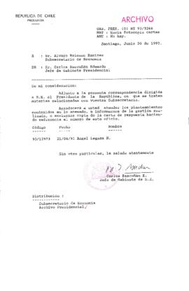 [Oficio  Gab. Pres. Ord. N°  3266 de Jefe de Gabinete Presidencial, remite copia de carta que se indica]
