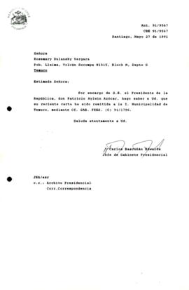 carta ha sido remitida a la I. Municipalidad de Tenuco