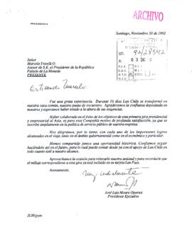 [Carta de Presidente Ejecutivo de LAN Chile a Asesor de la Presidencia]