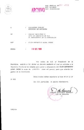 [Oficio  Gab. Pres. Ord. N° 4828 de Jefe de Gabinete Presidencial, subvención]