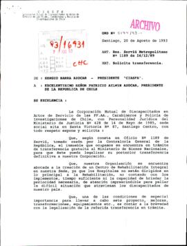 [Oficio Ord. N° 194 de Presidente CIASFA, solicita transferencia]