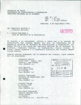 [Carta del Director del Instituto Nacional de la Juventud dirigida al Jefe de Gabinete Presidencial]