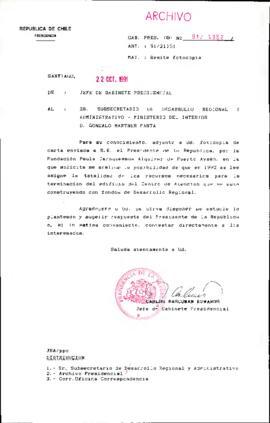 [Oficio del Jefe de Gabinete Presidencial dirigido al Subsecretario de Desarrollo Regional y Administrativo]