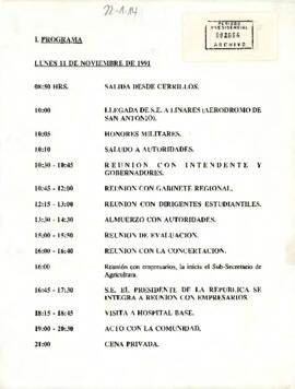 Gira del Presidente de la República Don Patricio Aylwin Azocar a la VII Región del Maule (11-13 de Noviembre de 1991).