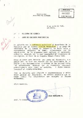 [Carta del Ministro de Minería sobre solicitud de audiencia para el Senador Ricardo Hormazábal]