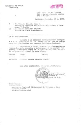 [Oficio Gab. Pres. Ord. N° 6388 de Jefe de Gabinete Presidencial, remite copia de carta que se indica]