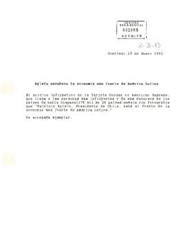 Aylwin encabeza la economía más fuerte de América Latina