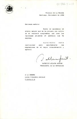 [Carta dirigida a sra.  Luisa Figueroa en respuesta a saludo de cumpleaños]