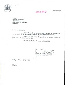 [Carta del Jefe de Gabinete de la Presidencia al Presidente de Club Hípico de Santiago]