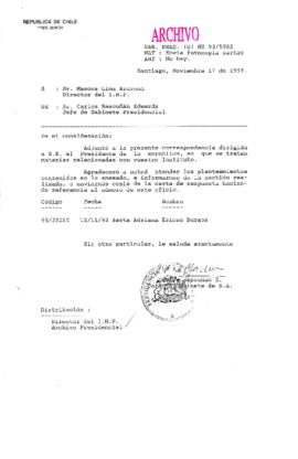 [Oficio Gab. Pres. N° 5902 de Jefe de Gabinete Presidencial, remite copia de carta que se indica]