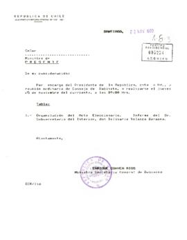 [Carta de aviso reunión de ordinaria de Gabinete Presidencial y Acta de Consejo de Gabinete 25-11...
