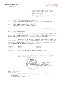 [Oficio  Gab. Pres. Ord. N° 0528  de Jefe de Gabinete Presidencial, remite copia de carta que se indica]