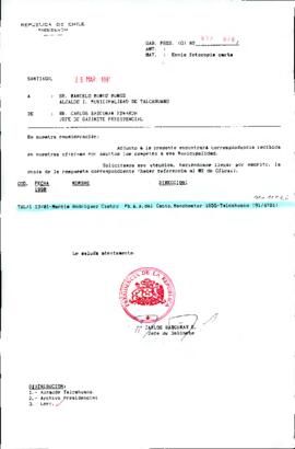 [Oficio del Jefe de Gabinete Presidencial dirigido al Alcalde de la Municipalidad de Talcahuano r...