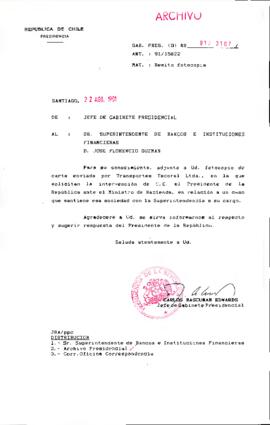 [Se adjunta correspondencia a Superintendente de Bancos e Instituciones Financieras]