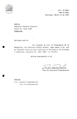 Carta remitida al Ministerio de Vivienda y Urbanismo