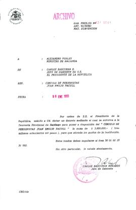 [Oficio  Gab. Pres. Ord. N° 0091 de Jefe de Gabinete Presidencial,  subvención]