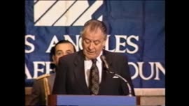 Presidente Aylwin pronuncia discurso frente a autoridades de Los Angeles, Estados Unidos : video