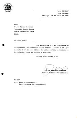 Carta  remitida al Ministerio del Interior