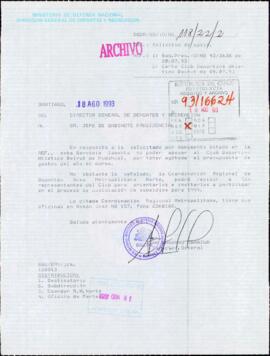 [Oficio Ord. N° 118/22/2 de Director General de Deportes y Recreación, responde]