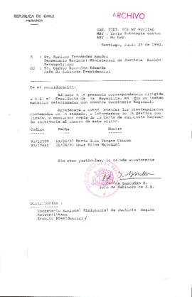 [Oficio  Gab. Pres. Ord. N° 3146 de  Jefe de Gabinete Presidencial, remite copia de carta que se indica]