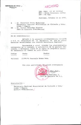 [Oficio Ord. N° 5249 de Jefe de Gabinete Presidencial, remite copia de carta que indica]