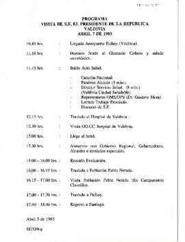 Programa visita de S.E. el Presidente de la Republica a Valdivia