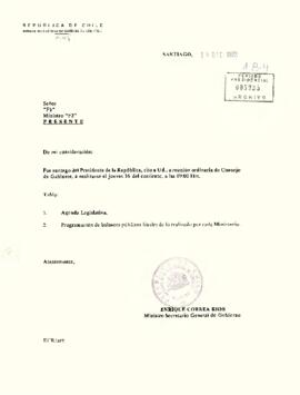 [Carta de aviso reunión de ordinaria de Gabinete Presidencial y Acta de Consejo de Gabinete 16-12...
