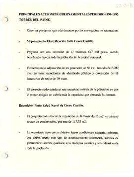Principales acciones gubernamentales del periodo de 1990-1993 en Torres del Paine