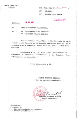 [Oficio Gab. Pres. Ord. N° 3504 de Jefe de Gabinete Presidencial, remite copia de carta que se indica]