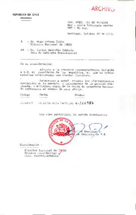 [Oficio del Jefe de Gabinete Presidencial dirigido al Director Nacional del INDAP, referente a solicitud de particular]