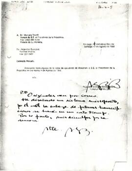 Transcripción de la visita de ejecutivos de Mitsubishi al Presidente de la República el día martes 4 de Agosto de 1992