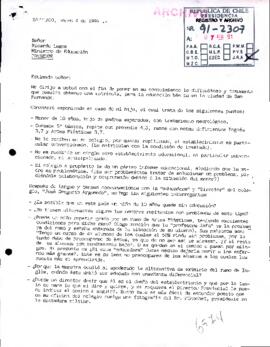 Carta recibida notificando dificultad para obtener matrícula para la educación básica en San Fernando.