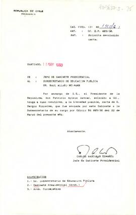 [Remite carta a Subsecretario de Educación Pública]