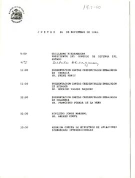Programa jueves 26 de noviembre de 1992.