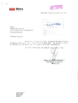 [Carta del Metro de Santiago por solicitud de reincorporación]