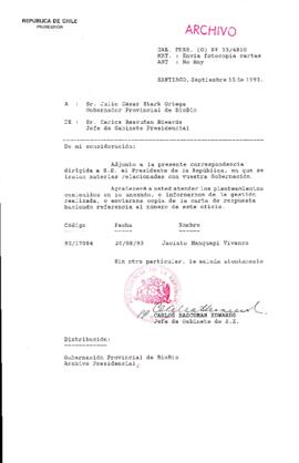 [Oficio  Gab. Pres. Ord. N° 4810 de Jefe de Gabinete Presidencial, remite copia de carta que se indica]