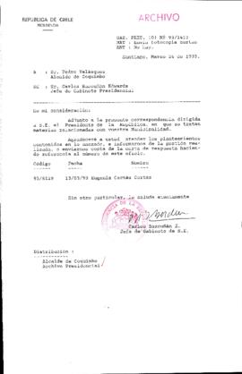 [Oficio Gab. Pres. Ord. N° 1413 de Jefe de Gabinete Presidencial, remite copia de carta que se indica]