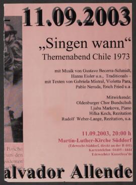 Singen wann Themenabend Chile: Programa impreso Chile 1973