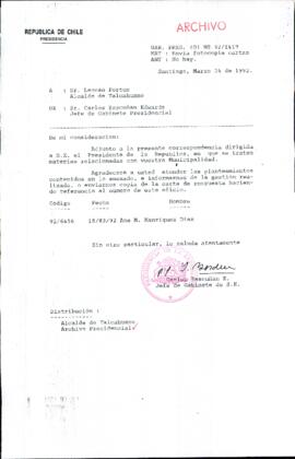 [Oficio Ord. N° 1419  de Jefe de Gabinete Presidencial, remite copia de carta que indica]