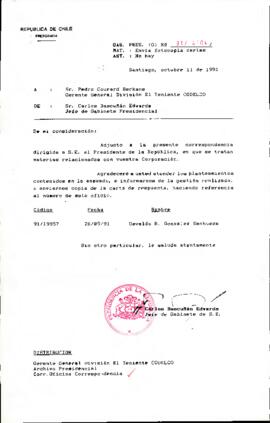 [Remite fotocopia de carta que se indica a Gerente División El Teniente CODELCO]
