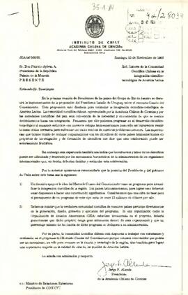 [Carta del Instituto de Chile Academia Chilena de Ciencias]