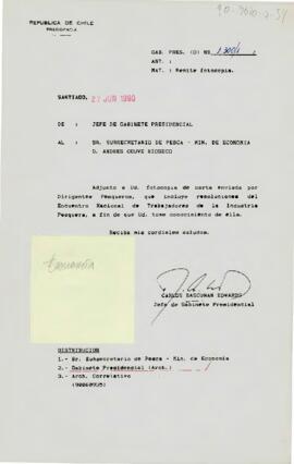 [Carta del Jefe de Gabinete Presidencial al Subsecretario de Pesca]