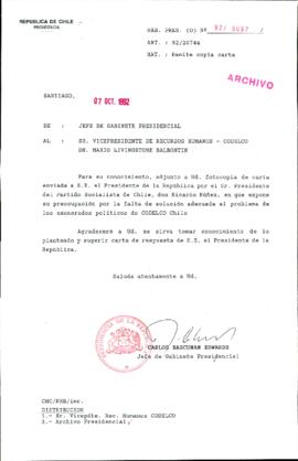 [Oficio Ord. N° 5097 de Jefe de Gabinete Presidencial, remite copia de carta]
