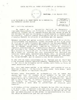 [Carta: petición audiencia a S . E El Presidente de la República,  de  Agrupación Nacional de Exo...