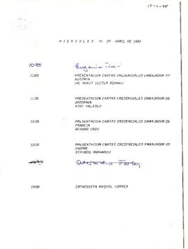 [Agenda] Miércoles 21 de abril de 1993