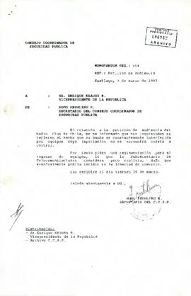 [Carta del  Consejo Coordinador al Ministro del Interior, respecto a petición de audiencia de Radio Club de Chile].